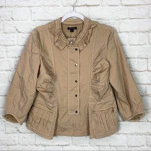 Ezzenza Ruffle Camel Tan Windbreaker ZipUp Jacket